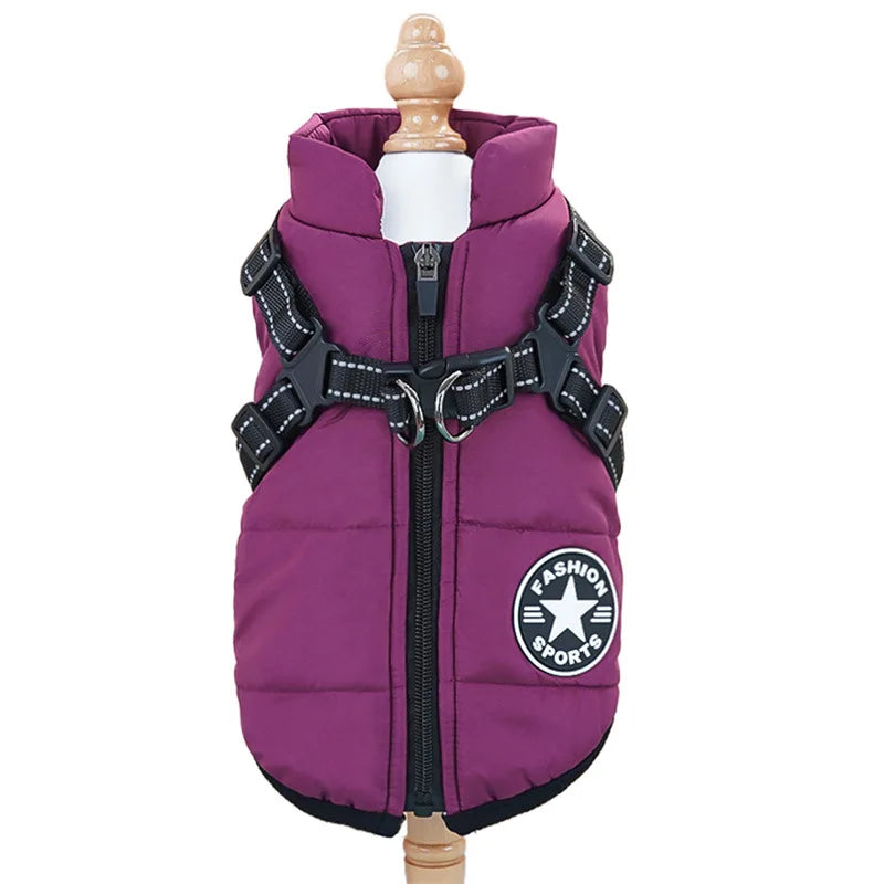 Warm Winter Dog Jacket with Harness Ring – Waterproof Coat for Small Breeds (Chihuahua, French Bulldog, & More) - Wiggly Butts