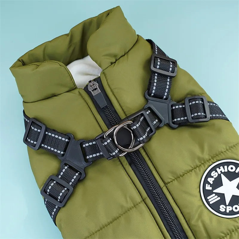 Warm Winter Dog Jacket with Harness Ring – Waterproof Coat for Small Breeds (Chihuahua, French Bulldog, & More) - Wiggly Butts