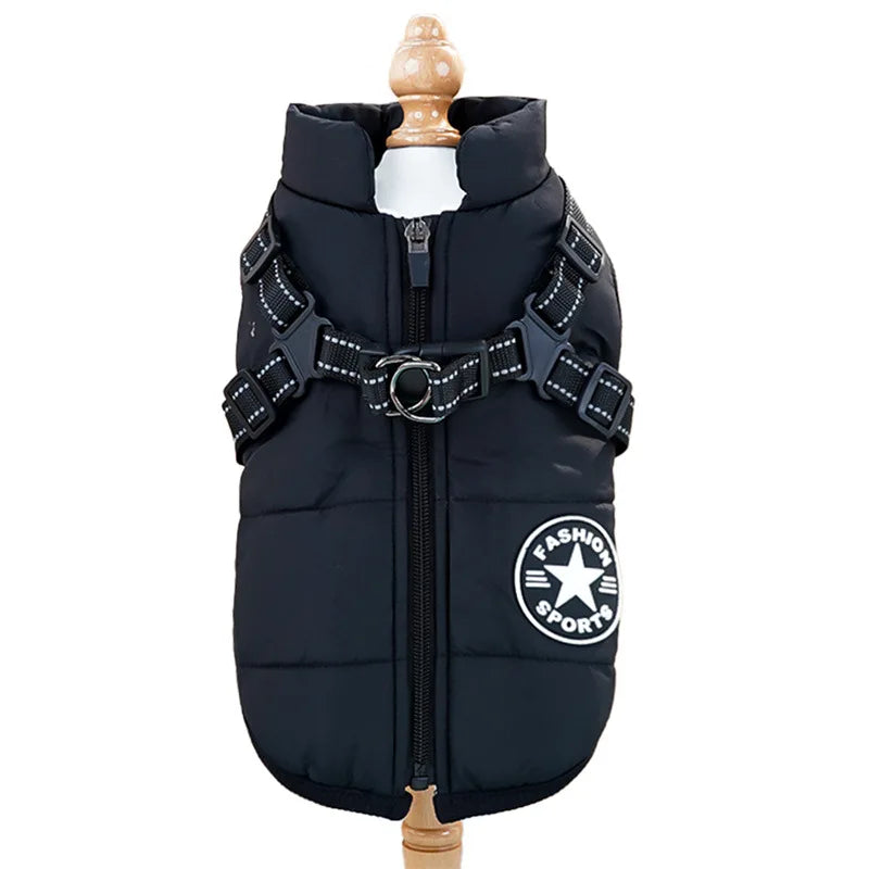 Warm Winter Dog Jacket with Harness Ring – Waterproof Coat for Small Breeds (Chihuahua, French Bulldog, & More) - Wiggly Butts