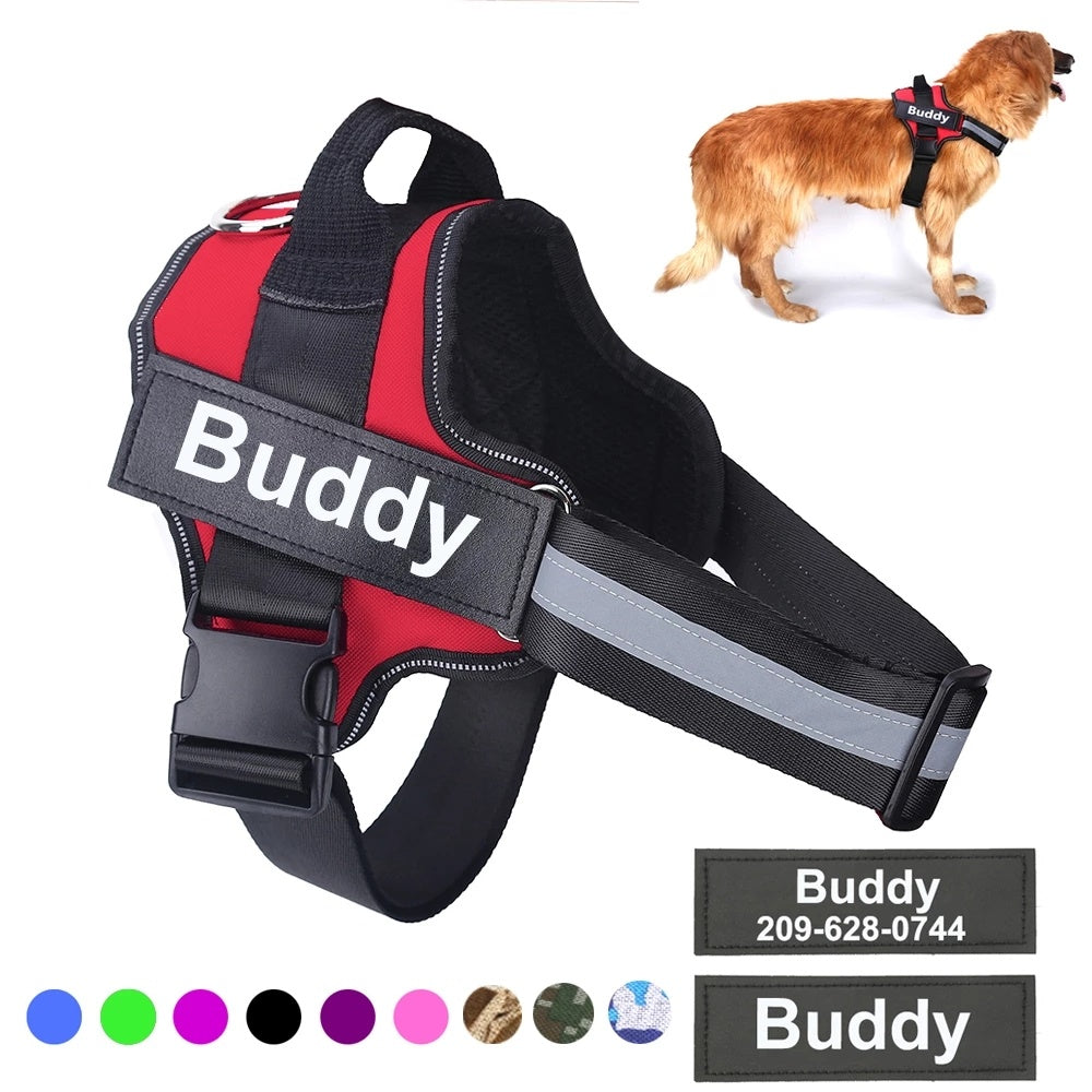 Personalized Dog Harness N0-Pull Dog Harness- Reflective & Ajustable for All Sizes - Wiggly Butts